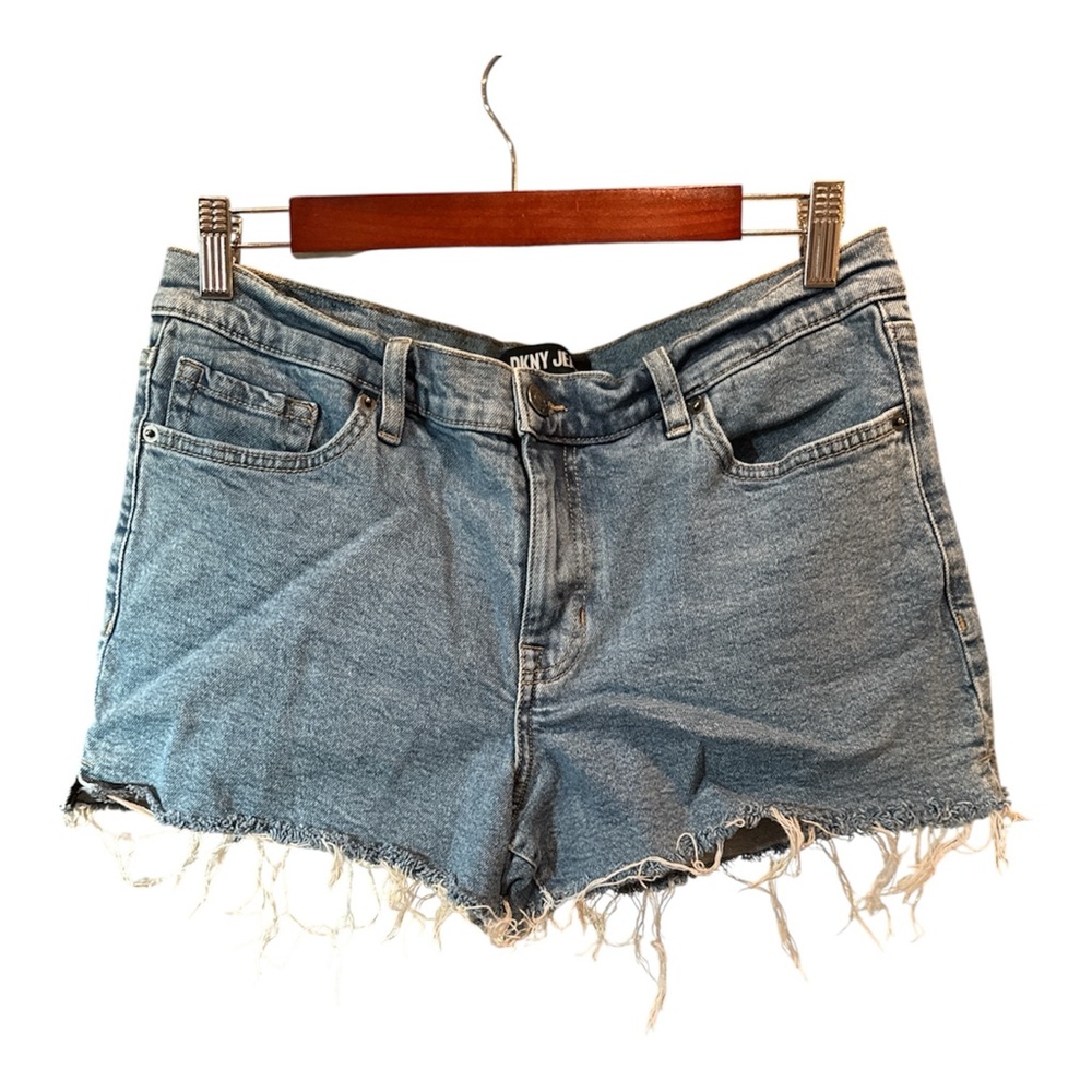 DKNY Light Blue Frayed Hem Denim  Shorts Size 29‎